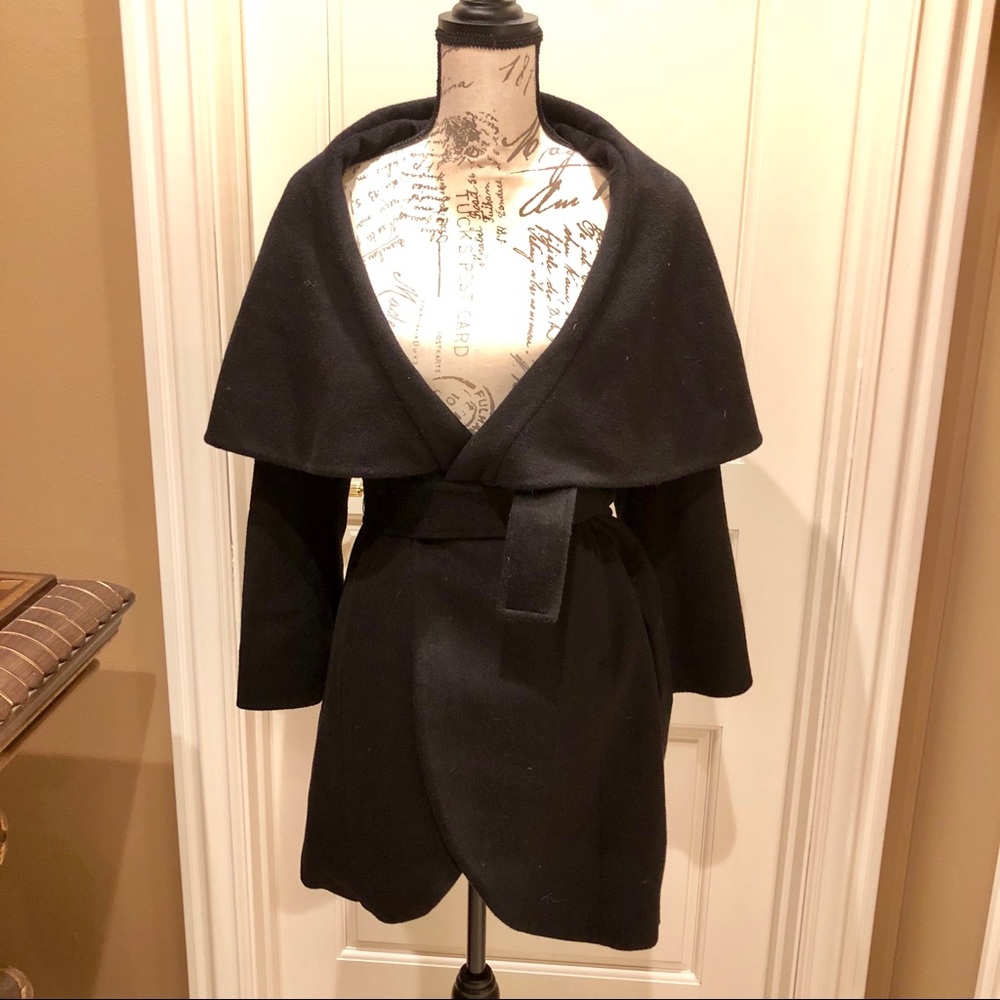 T Tahari Marla Shawl Belted Wrap Coat